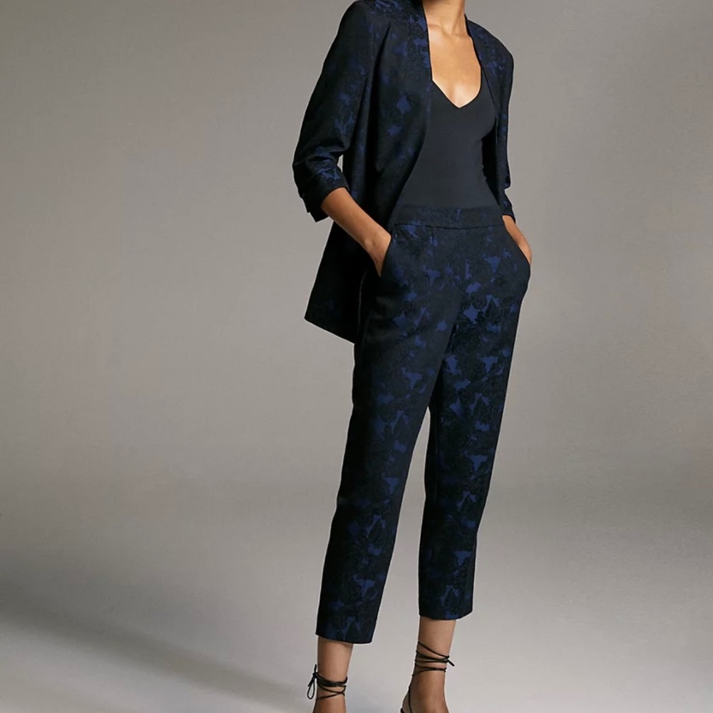 Babaton Conan Pants in Black/Blue Jacquard NWT
